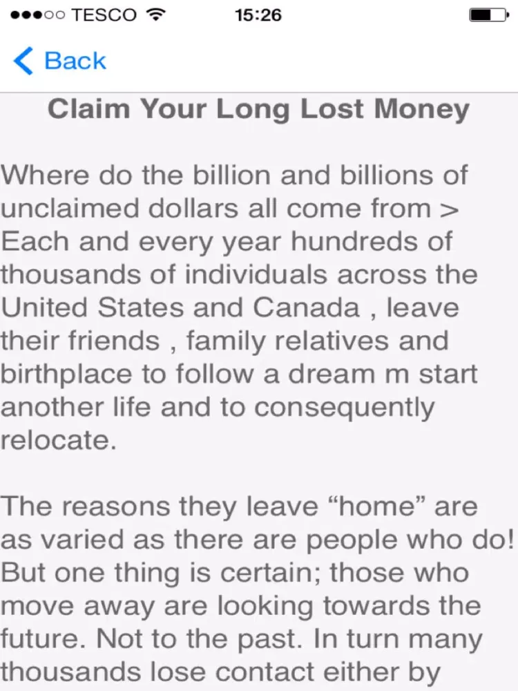 Unclaimed Money Find Lost Funds Government Grants iPad  Screenshots