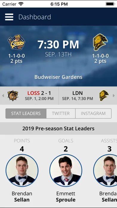 Screenshot di Erie Otters Mobile