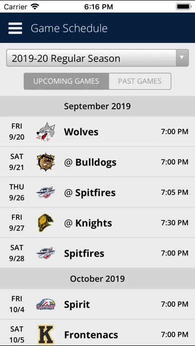 Screenshot di Erie Otters Mobile
