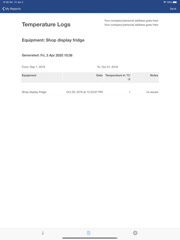 Скриншоты Temperature Log Book iPad 