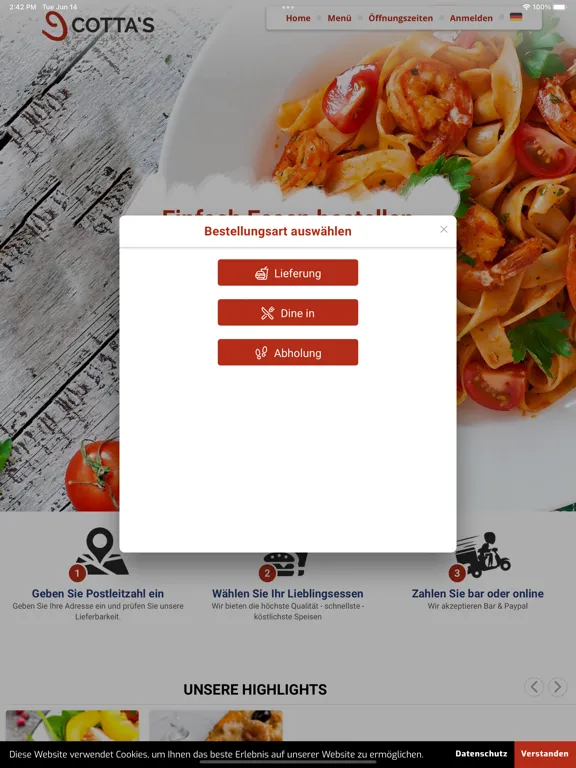 Restaurant Cottas iPad  Screenshots