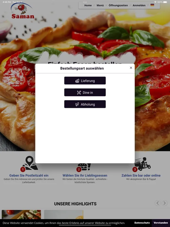 Capturas de tela do Saman Pizzeria iPad 