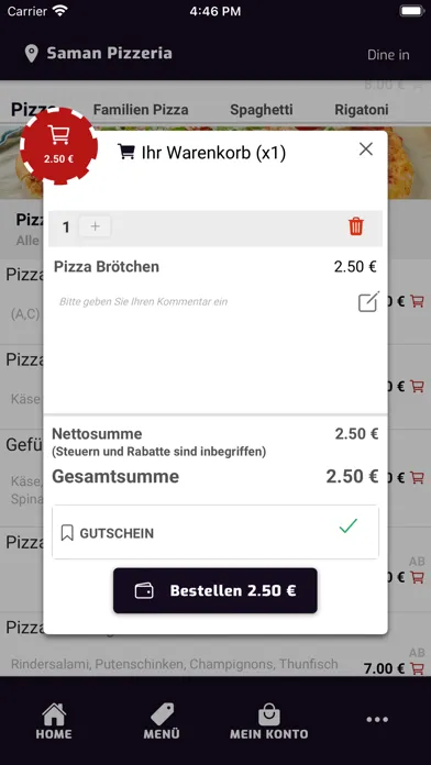 Capturas de tela do Saman Pizzeria