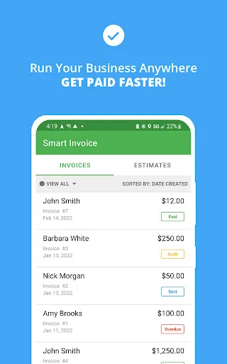 ภาพหน้าจอของ Smart Invoice: Email Invoices