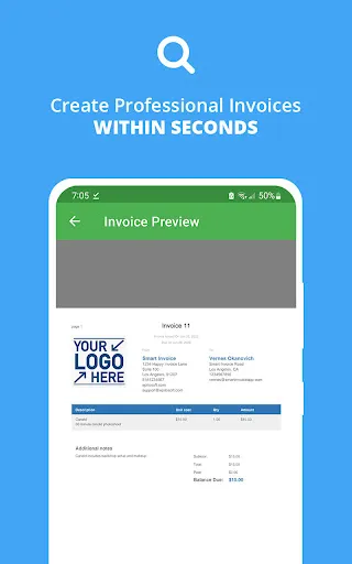 ภาพหน้าจอของ Smart Invoice: Email Invoices