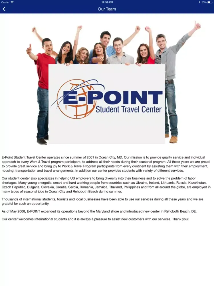 E-Point Student Travel app iPad  Screenshots