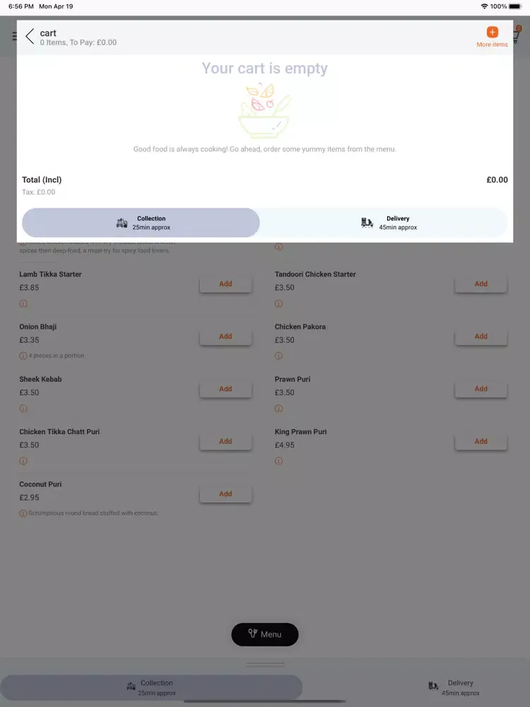Zrzuty ekranu Al Iman's Indian Grill iPad 