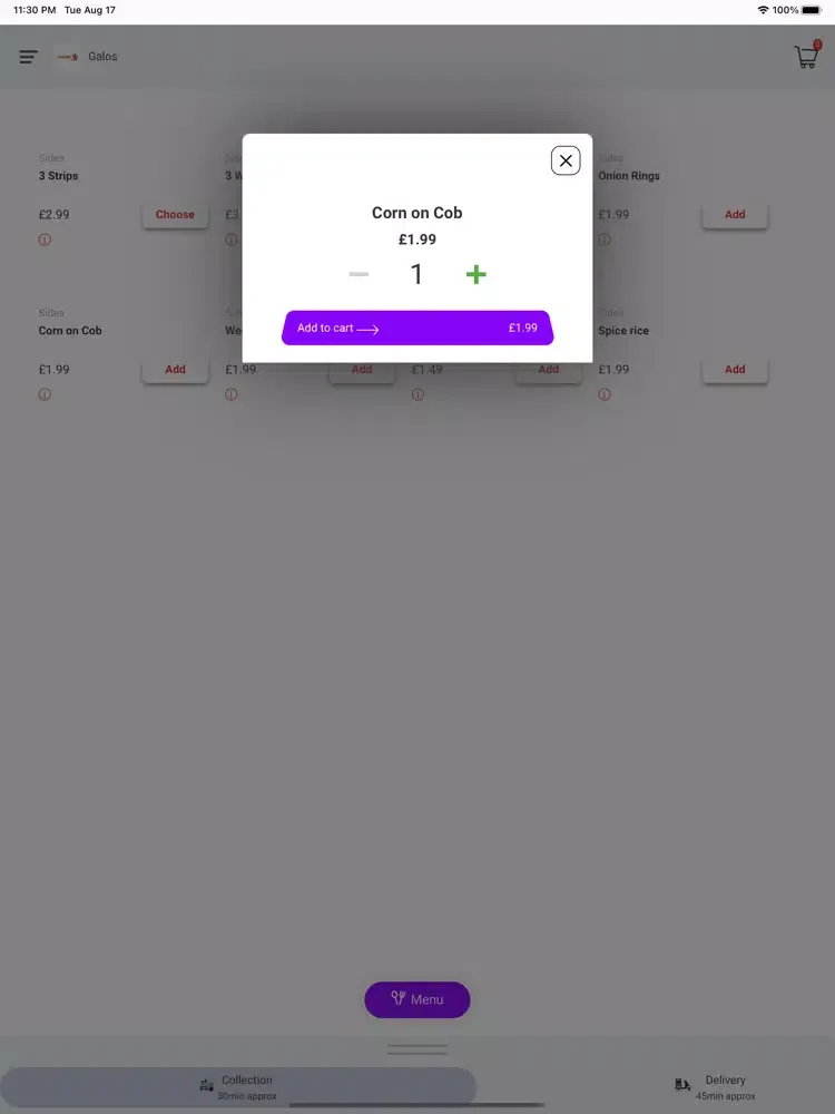 Ảnh chụp màn hình của Galos iPad 
