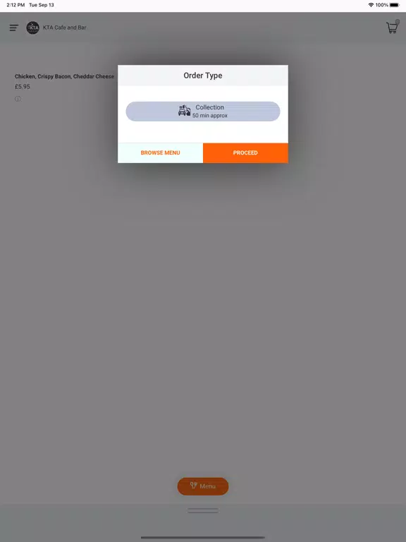 Ảnh chụp màn hình của KTA CAFE & BAR iPad 