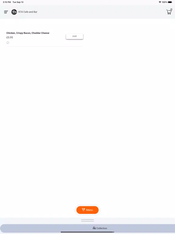 Ảnh chụp màn hình của KTA CAFE & BAR iPad 