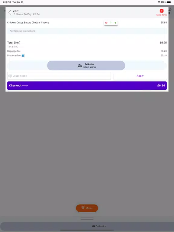 Ảnh chụp màn hình của KTA CAFE & BAR iPad 