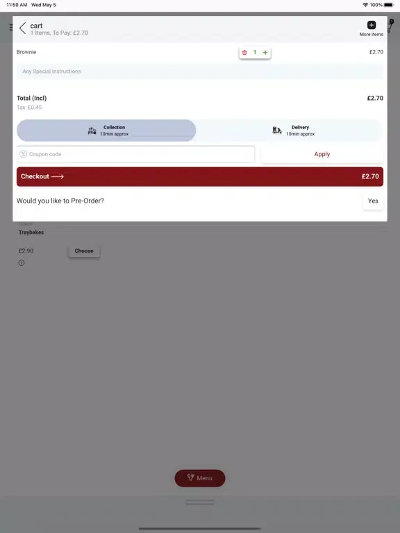 Tangkapan skrin Oliver's Coffee House iPad 