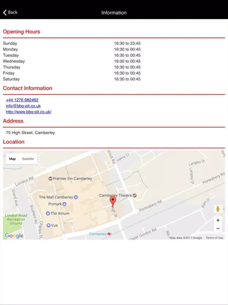 Ảnh chụp màn hình của BBQ Pit Restaurant Camberley iPad 