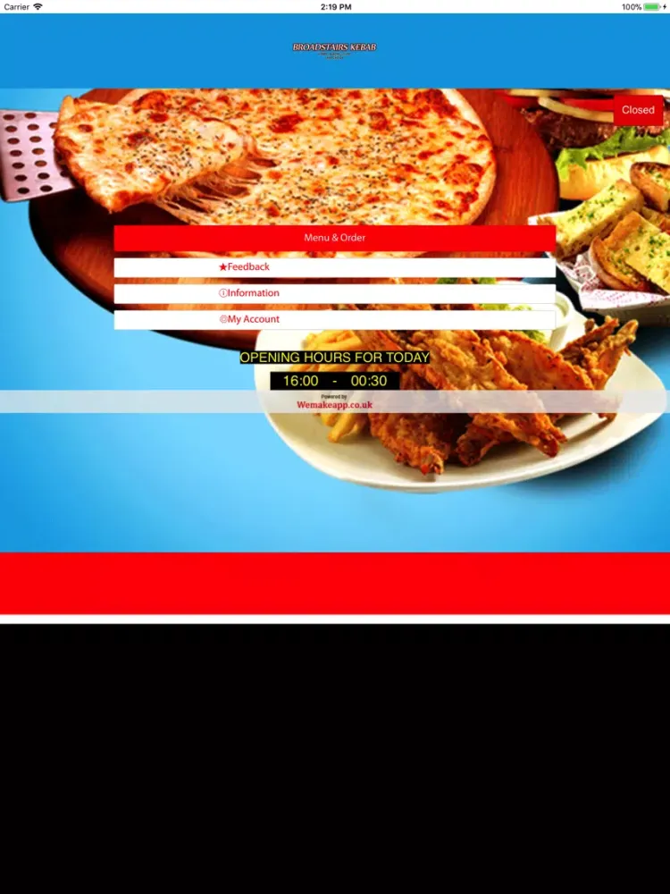 Tangkapan layar Broadstairs Kebab iPad 