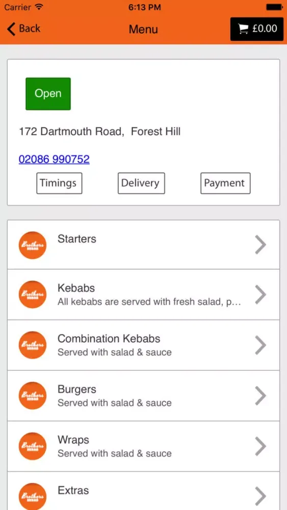 Capturas de tela do Brothers Kebab Forest Hill