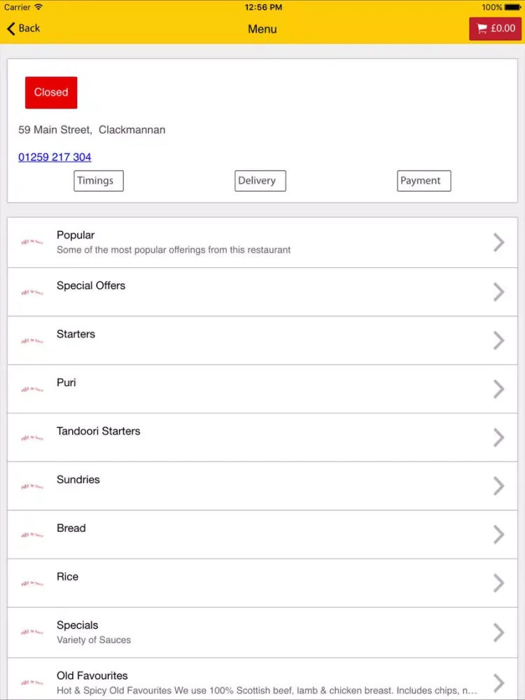 Capturas de tela do Hot and Spicy Indian Takeaway iPad 