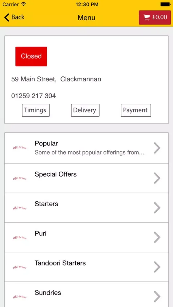 Capturas de tela do Hot and Spicy Indian Takeaway