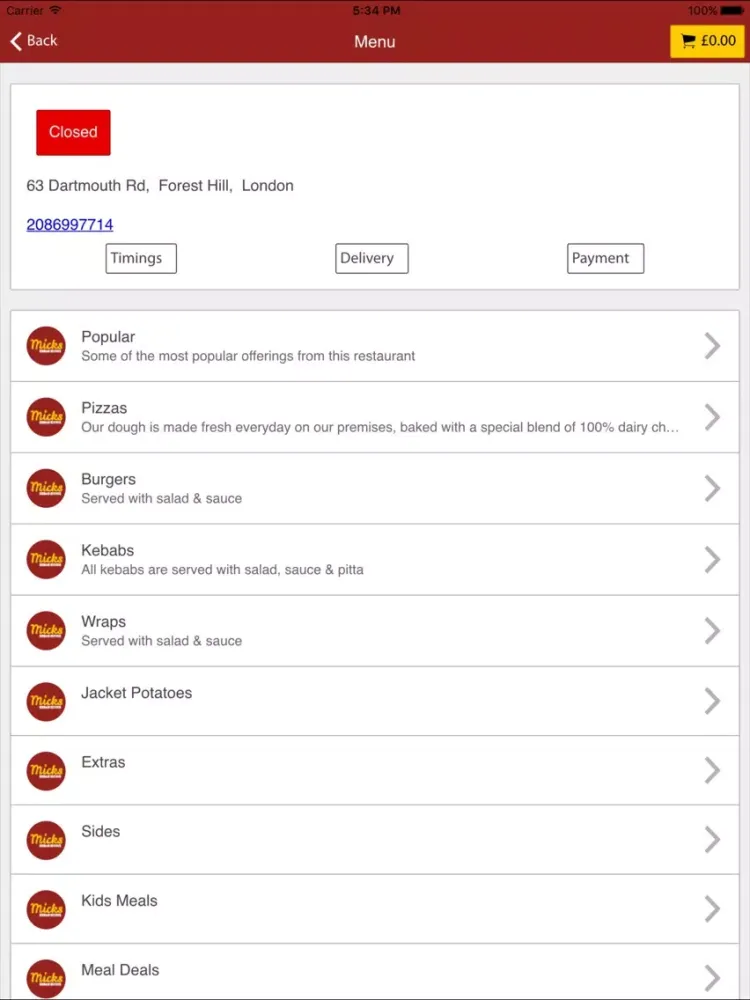 Captures d'écran de Micks Kebab House Forest Hill iPad 