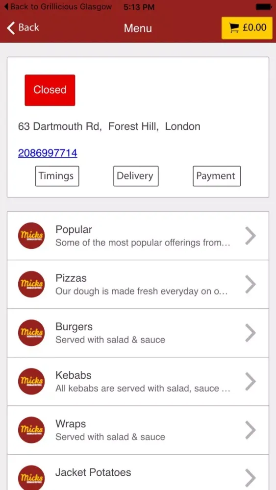 Captures d'écran de Micks Kebab House Forest Hill