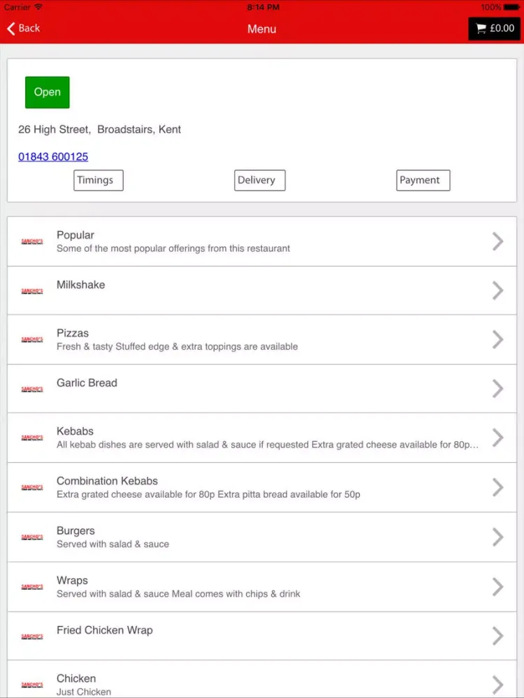 Sanchos Takeaway iPad 应用截图
