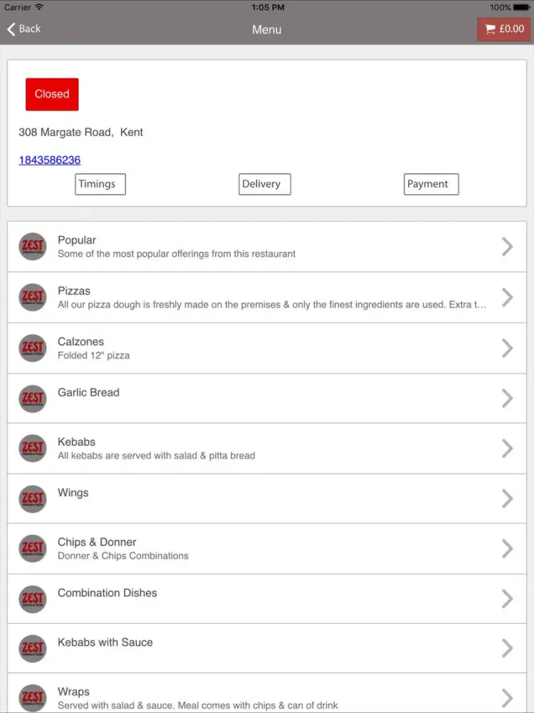 Capturas de pantalla de Zest Kebab and Pizza iPad 