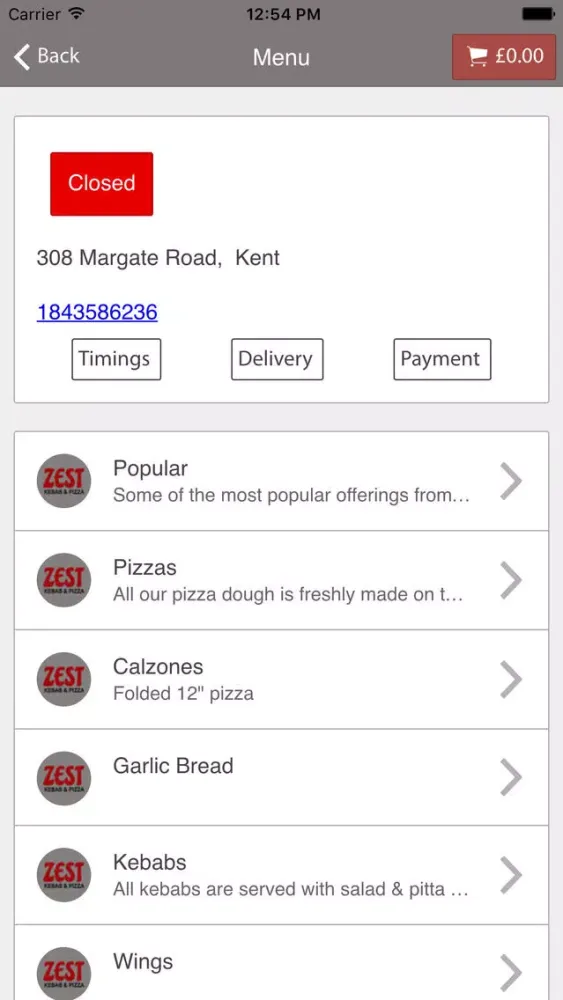 Capturas de pantalla de Zest Kebab and Pizza
