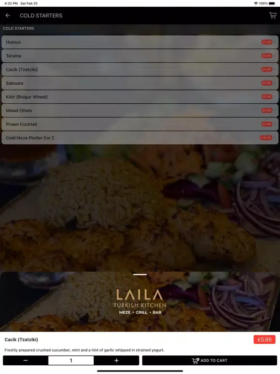 Ảnh chụp màn hình của Laila Turkish Kitchen iPad 