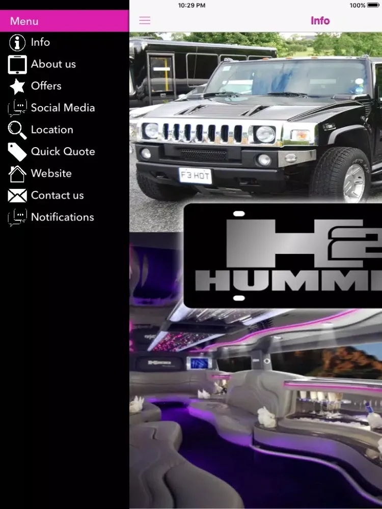 Screenshot di Keiths Limos iPad 