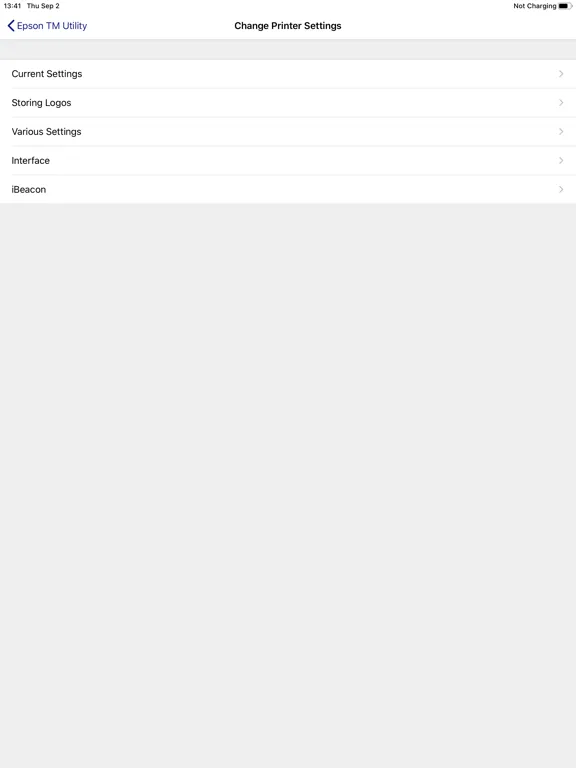Screenshot di Epson TM Utility iPad 