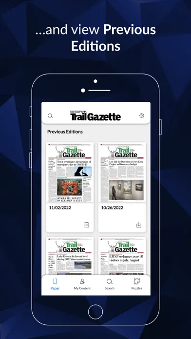 Capturas de tela do Estes Park Trail Gazette