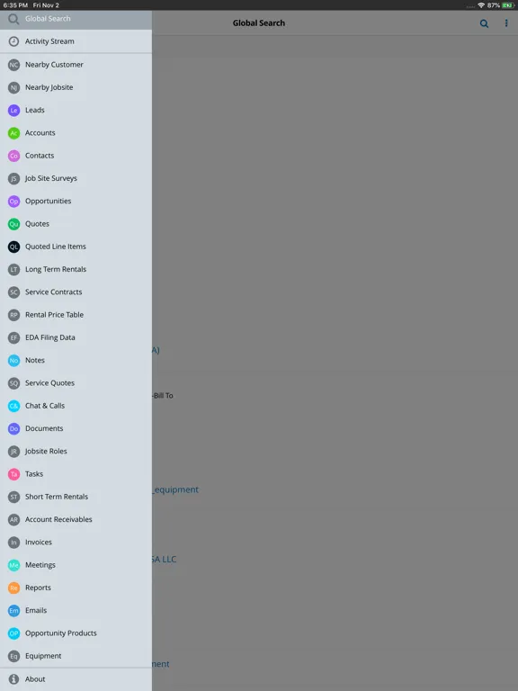 ภาพหน้าจอของ EQD CRM iPad 
