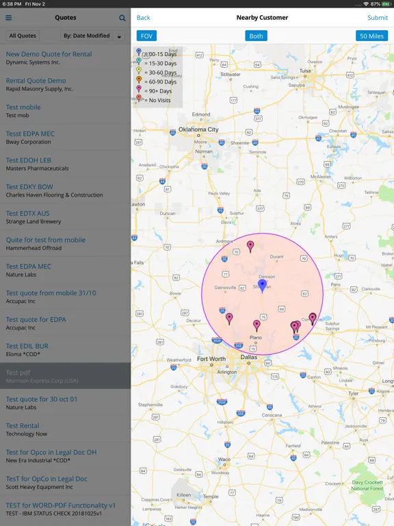ภาพหน้าจอของ EQD CRM iPad 