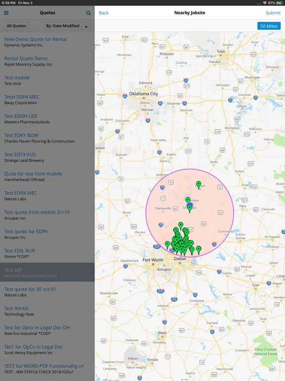 ภาพหน้าจอของ EQD CRM iPad 