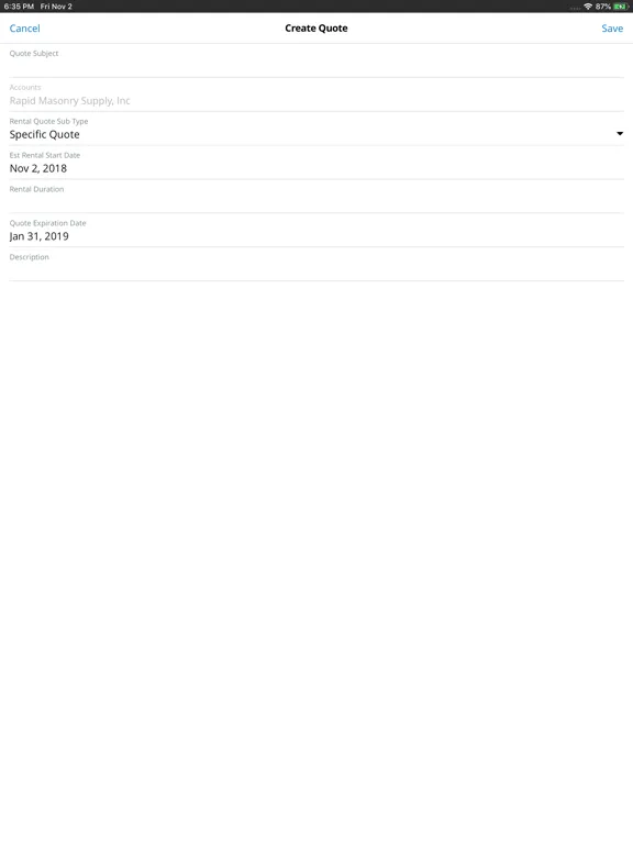 ภาพหน้าจอของ EQD CRM iPad 