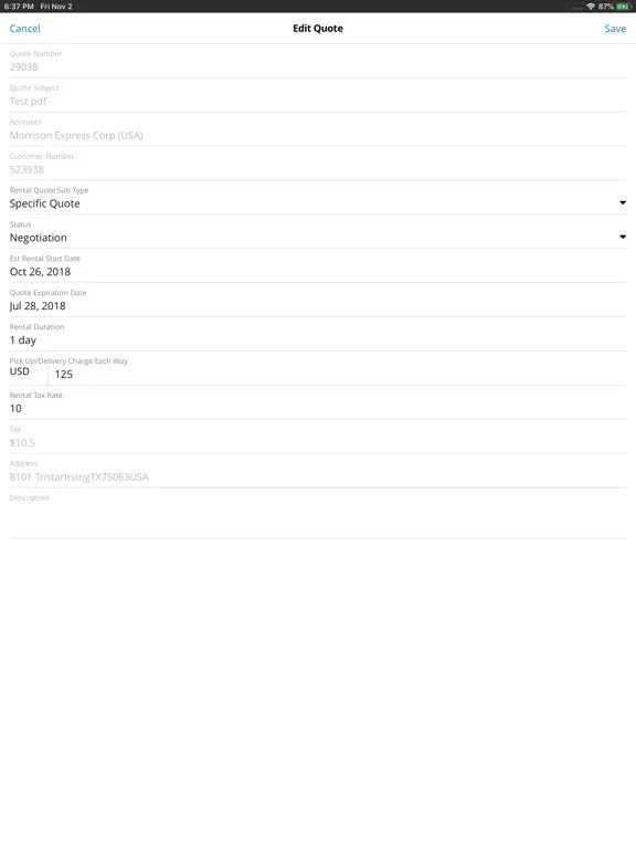 ภาพหน้าจอของ EQD CRM iPad 
