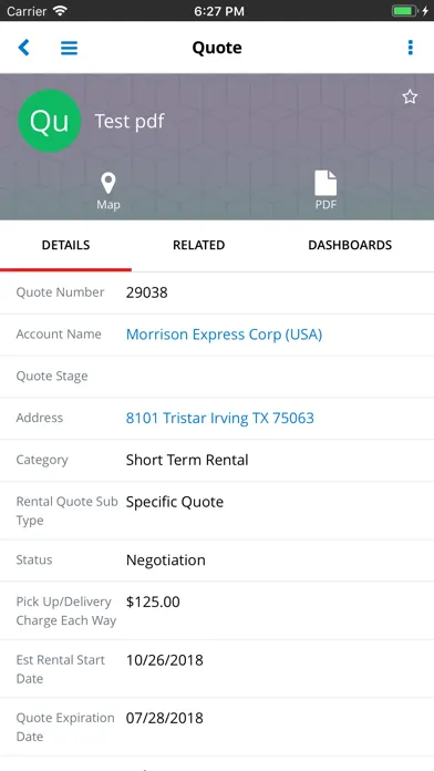 ภาพหน้าจอของ EQD CRM