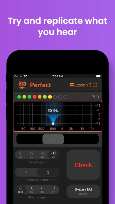 Capturas de tela do EQ Perfect-Pro EQ Ear Training