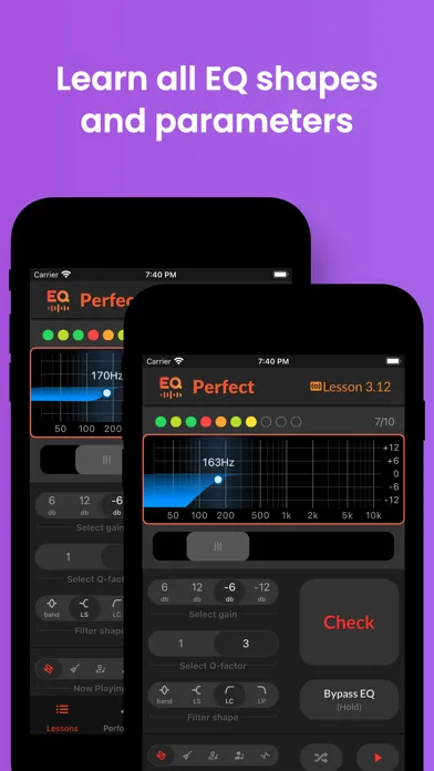 Capturas de tela do EQ Perfect-Pro EQ Ear Training