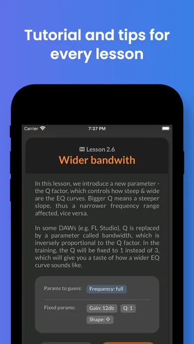 Capturas de tela do EQ Perfect-Pro EQ Ear Training