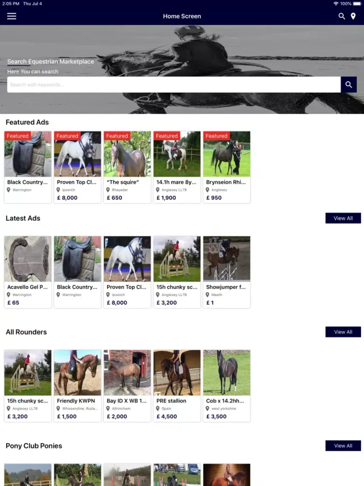 Capturas de tela do Equestrian Marketplace iPad 