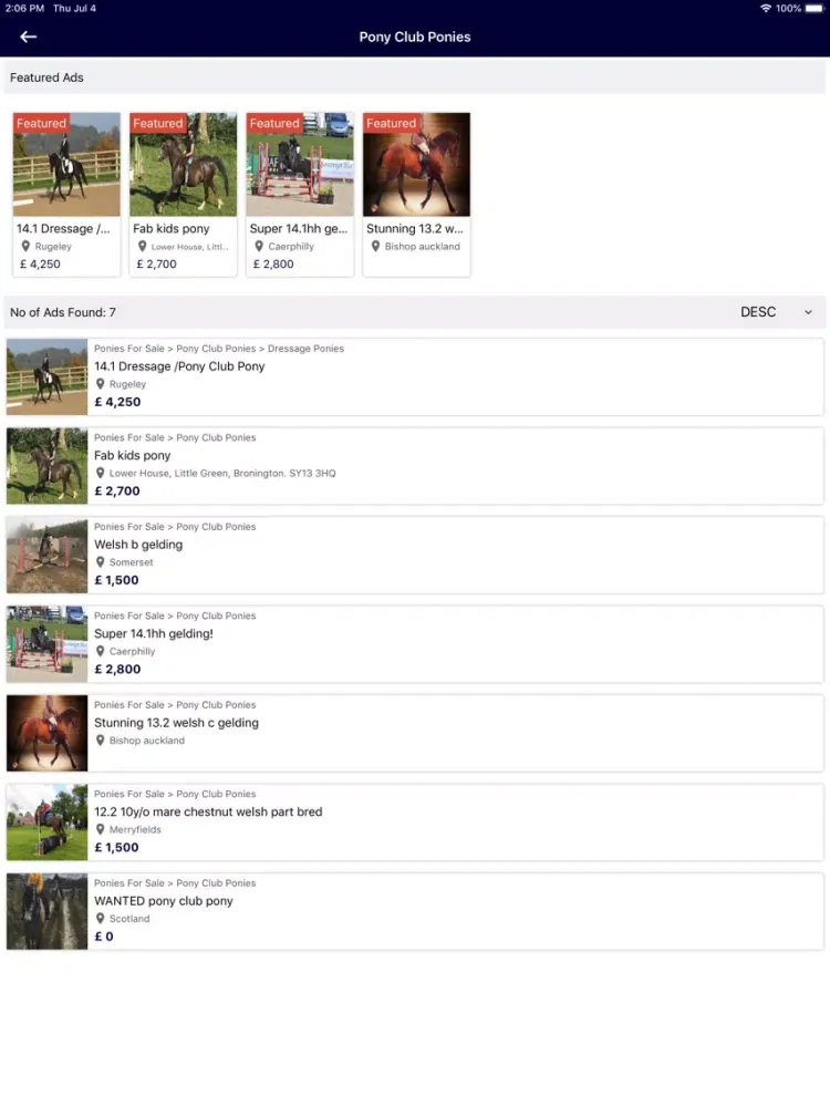 Capturas de tela do Equestrian Marketplace iPad 