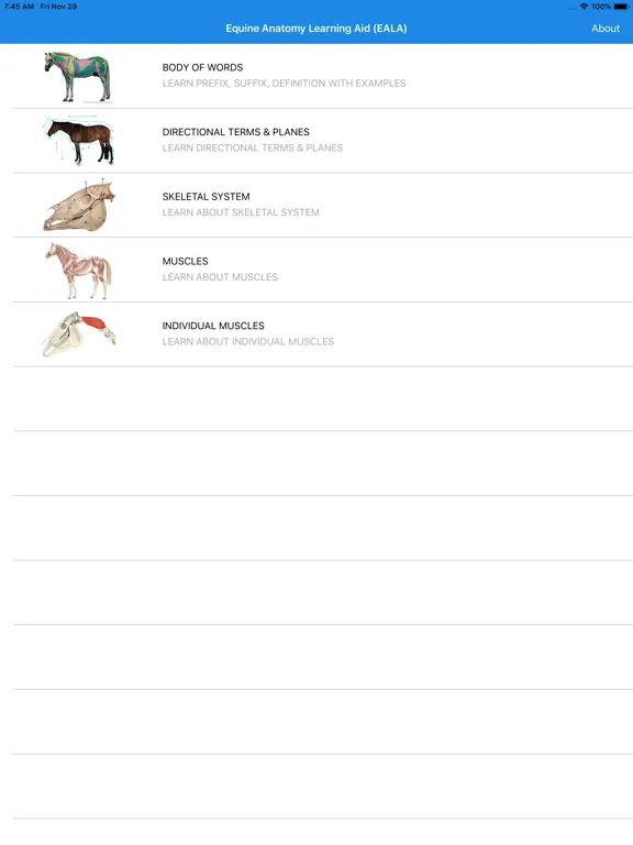 Capturas de pantalla de Equine Anatomy Learning Aid iPad 