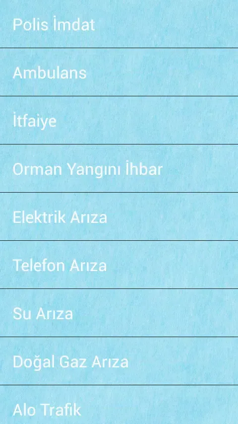 Tangkapan skrin Acil Numaralar