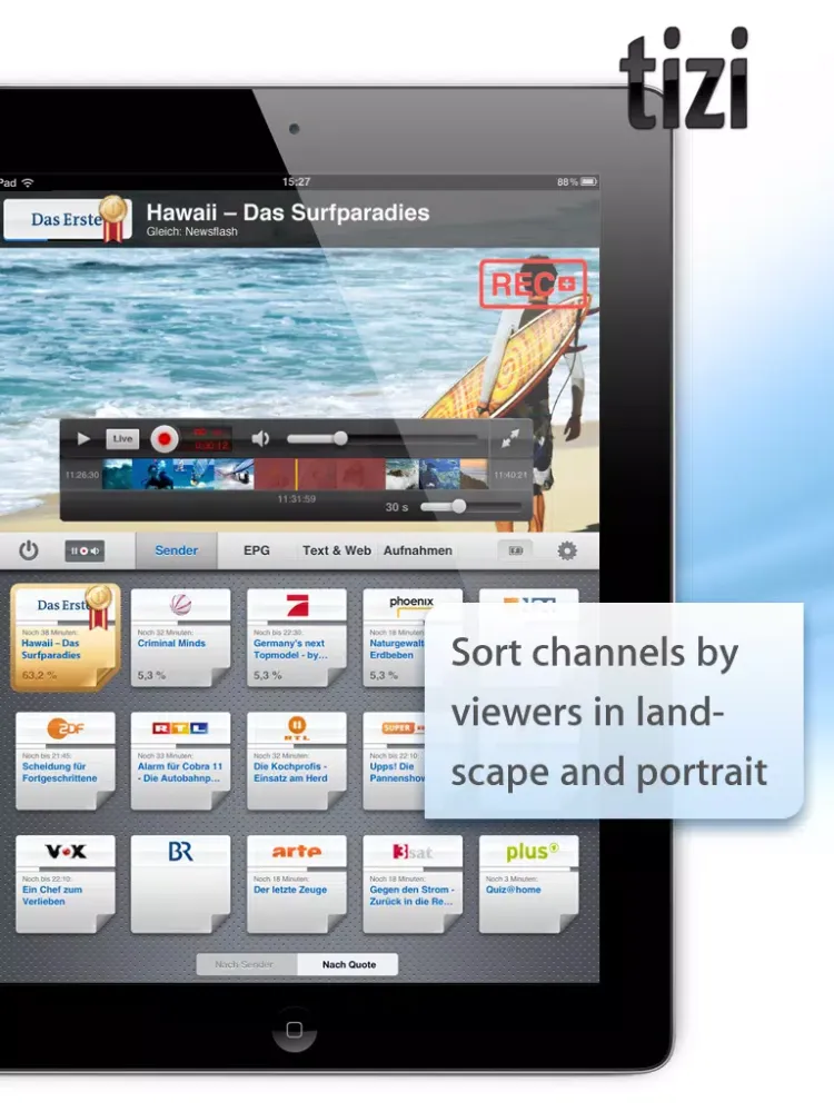 tizi.tv · Watch TV on the go iPad  Ekran Görüntüleri