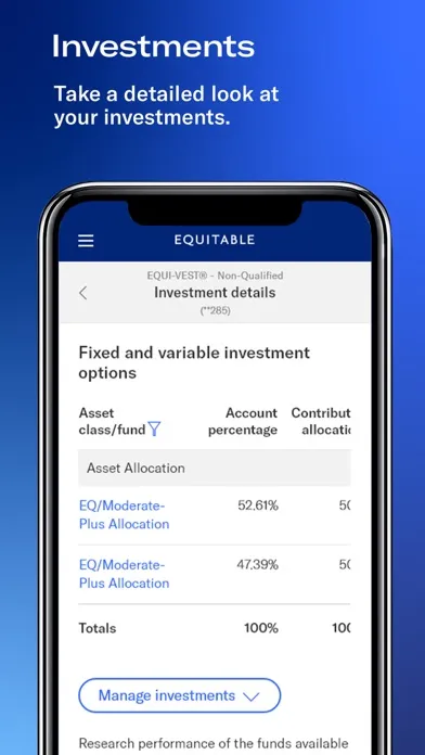 Equitable Mobile App Screenshots