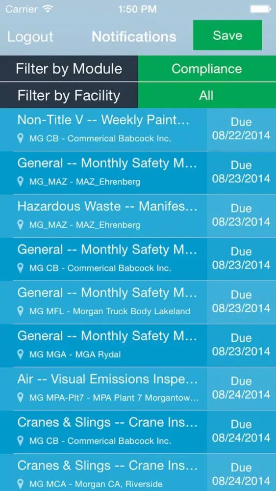 ภาพหน้าจอของ Compliance