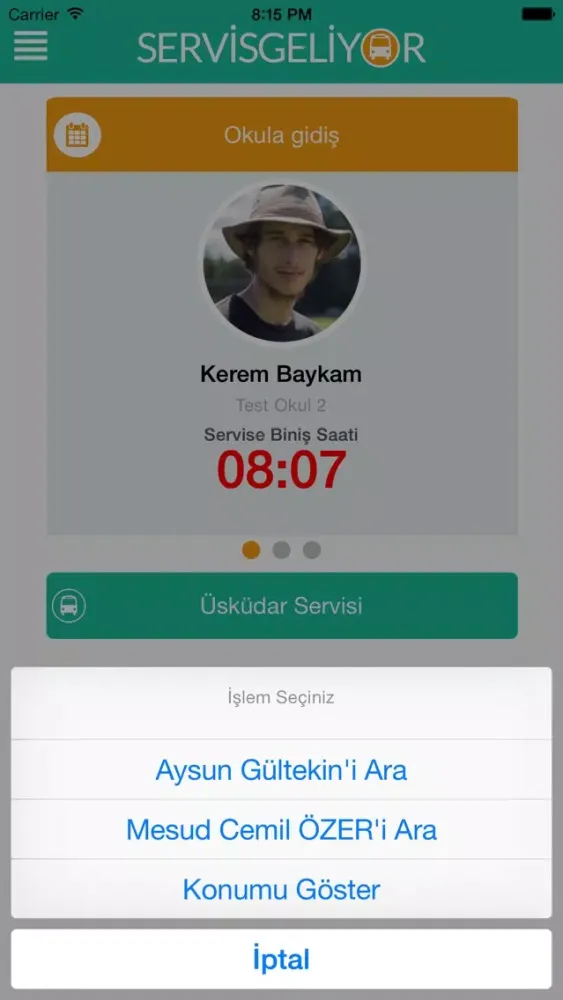 Capturas de tela do Servis Geliyor Yolcu