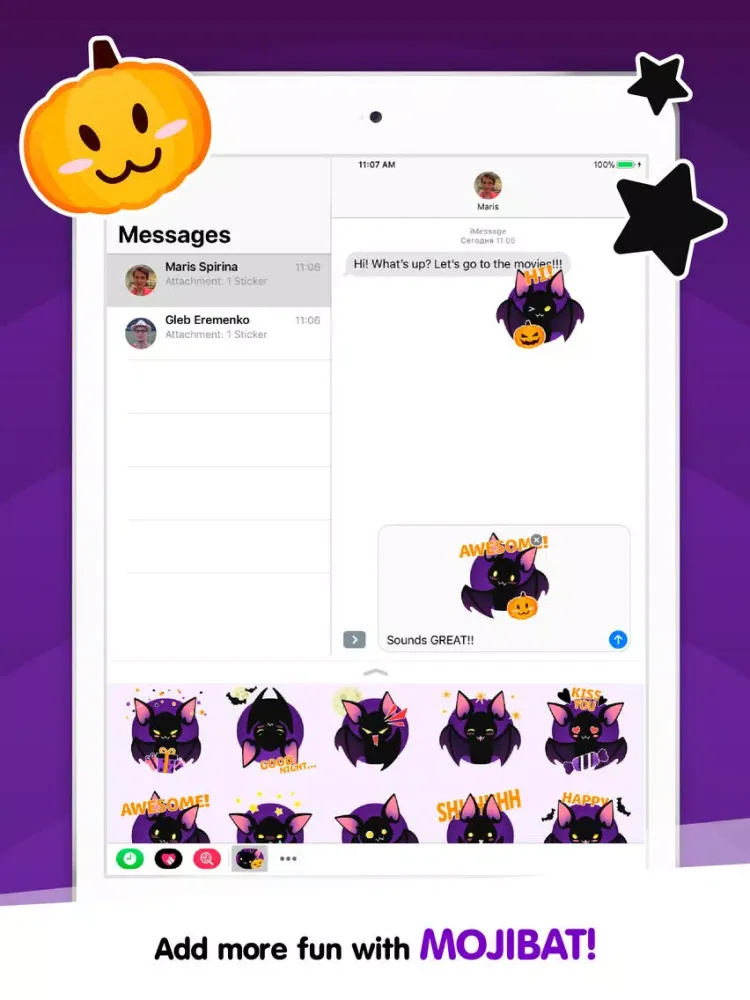 Captures d'écran de Moji Bat Scary Stickers iPad 