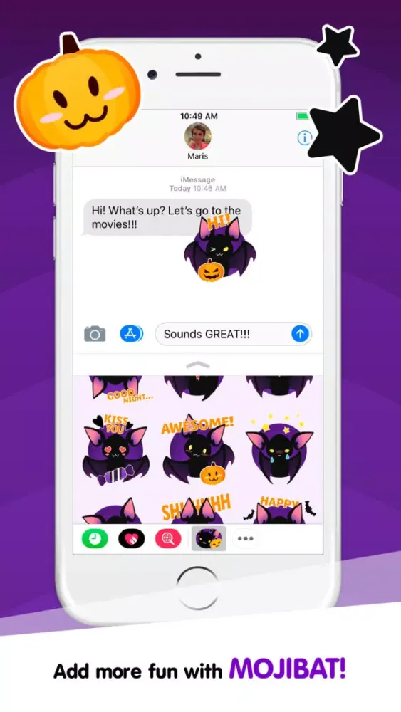 Captures d'écran de Moji Bat Scary Stickers