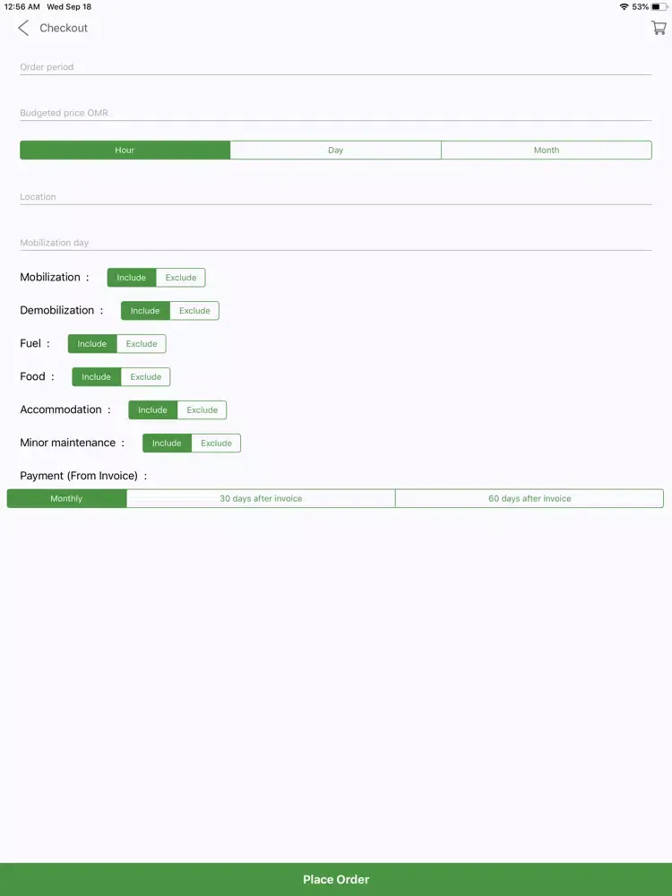 Tangkapan layar Vehicle / Equipment Rental iPad 